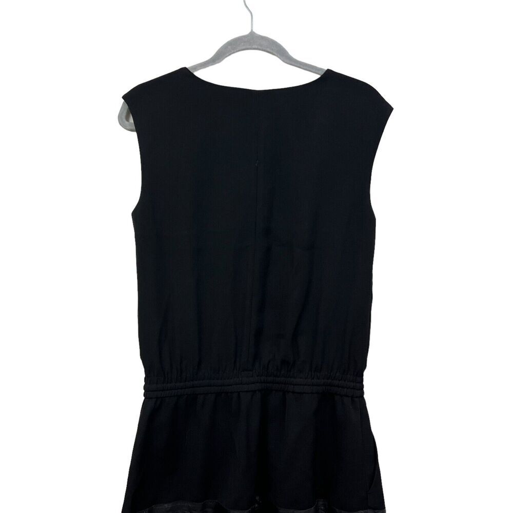Vince Tank Mini Dress Lamb Leather Trim Drawstring Waist Black Women Size XS* - Picture 5 of 5